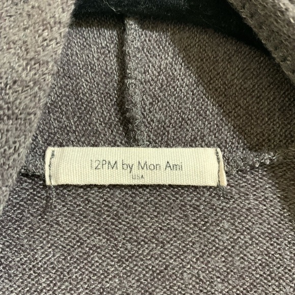 Cozy Drape Front Cardigan With Patchwork Sleeves by 12PM by Mon Ami Size LG - Picture 6 of 8